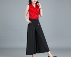 冰絲垂感闊腿裙褲